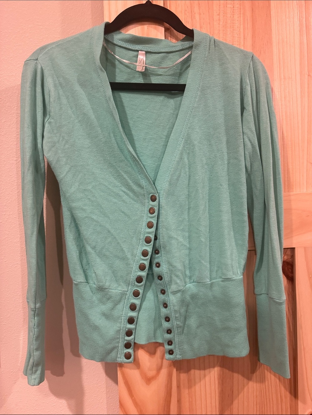 Color Story Mint Snap-Down Lightweight Sweater